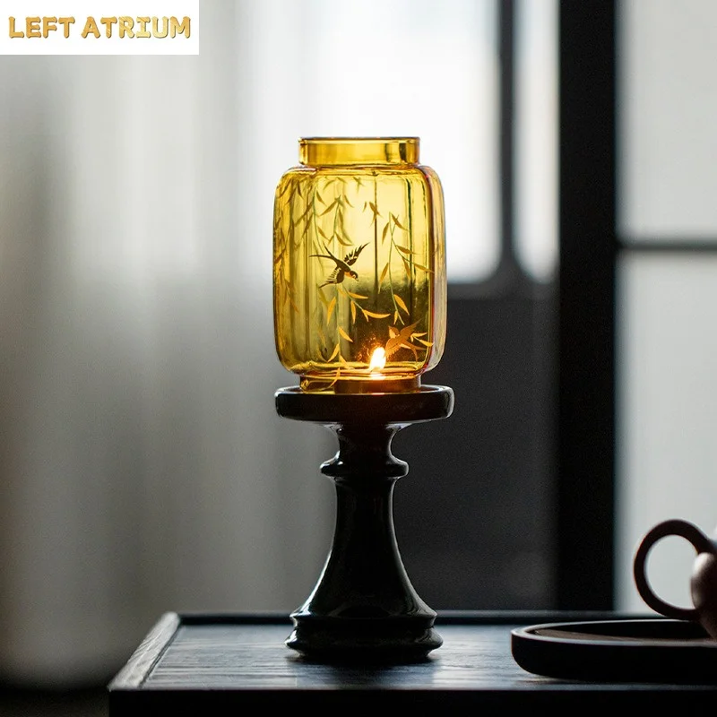 Ruili Emerald Liuyan Candle Holder Tea Ceremony Accessories Tea Party Atmosphere High Value Ornament Scented Candle Holder
