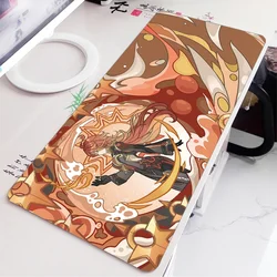 Grand tapis de souris Genshin Impact Anime, clavier non ald, polymères de bureau, sous-souris, jeu, Furina Neufausse Mavuika WPanama er Raiden, média