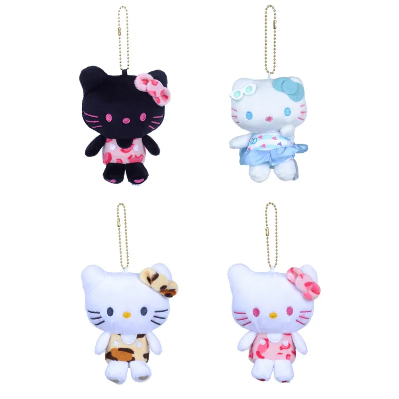 Olá kitty leopardo impressão brinquedos de pelúcia kawaii mochila pingente chaveiro acessórios menina aniversário criativo presentes periféricos