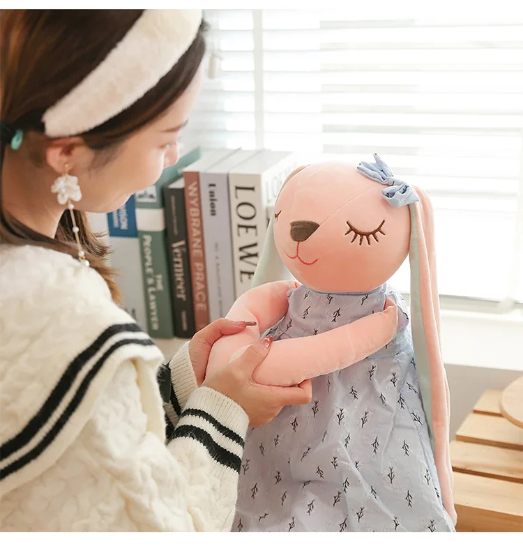 35 cm große Oster-Babyhasenfigur, rosa und blau, An'an Rabbit, beruhigende Geschenkpuppe für Kinder, Plüschtier mit superweichem Fell. – Detail 16