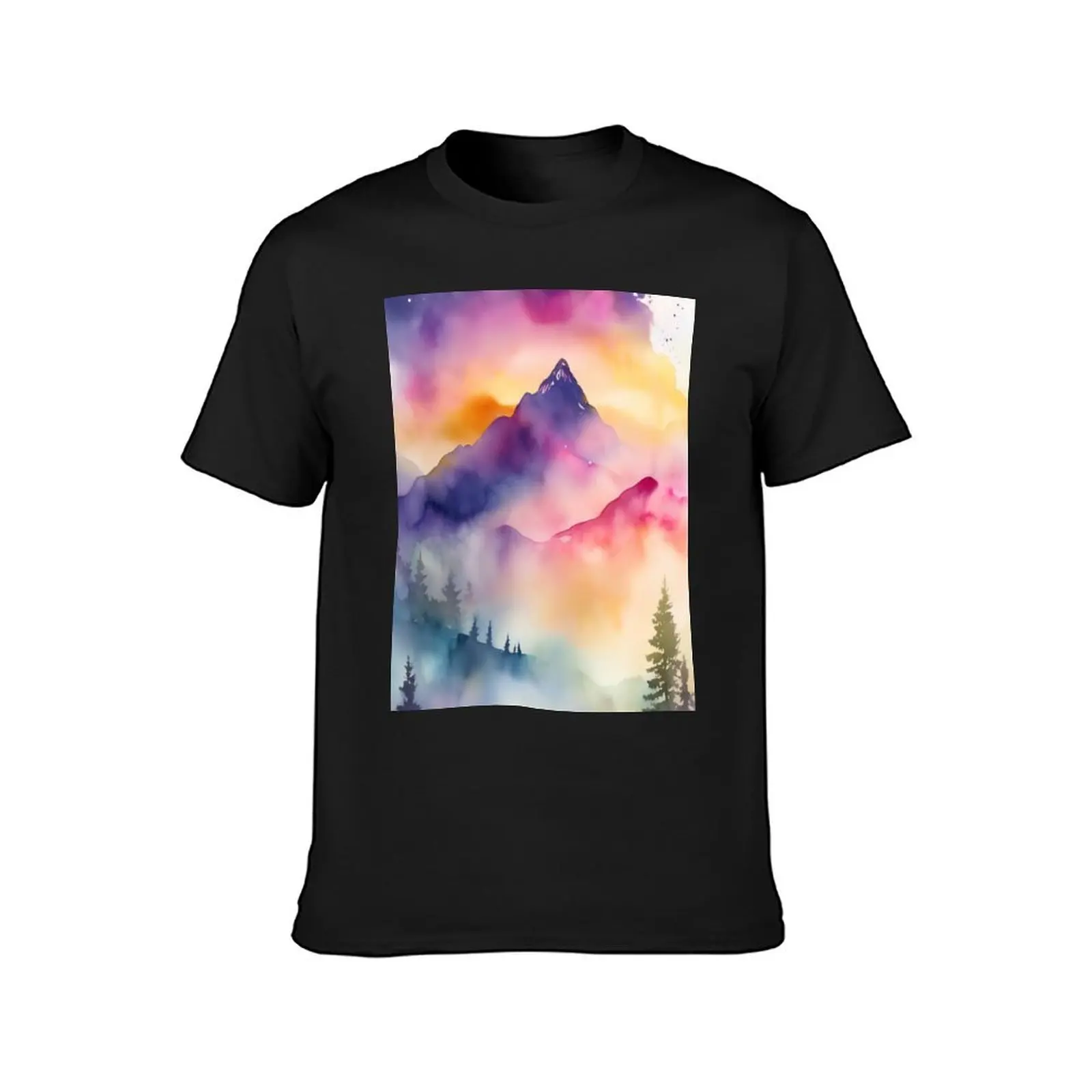 Serene Mountain Sunset Majestic Nature Painting T-Shirt cute clothes shirts graphic tees tees Men's t shirts