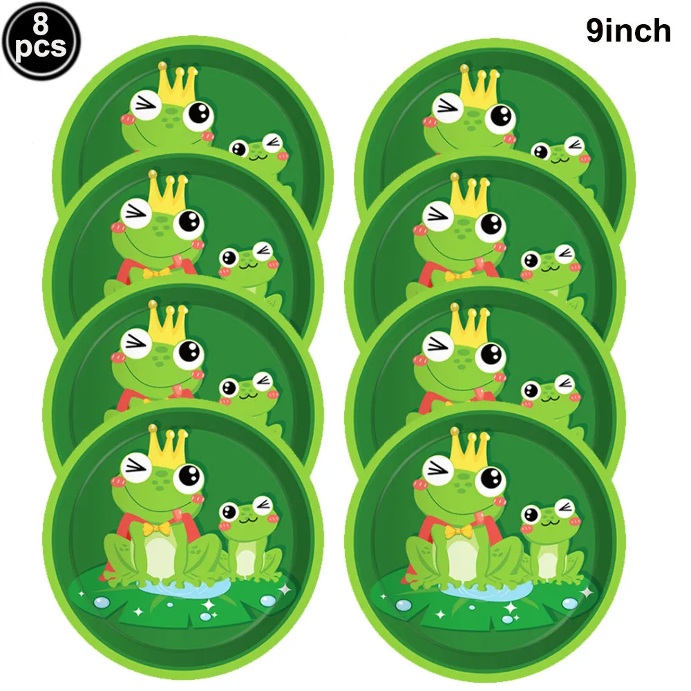 Frog Birthday Party Decorations Happy Birthady Banner Balloons Disposable Tableware Cake Toppers  Frog Theme Birthday Supplies view 2