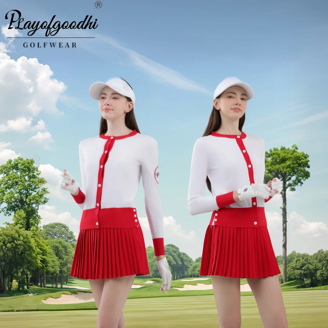 

Women's Golf Jackets for Autumn/Winter in Korean Style, Long-Sleeved Golf Outfits for Women, Warm and Slim-Fitting Korean Golf S