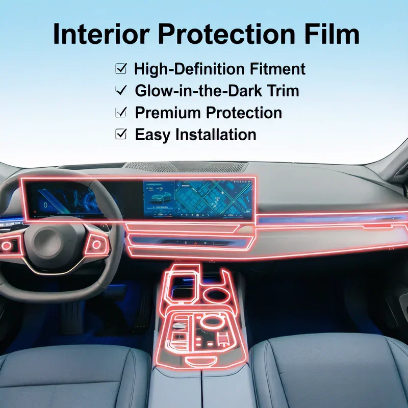 For 2024-2026 BMW i5 dedicated screen, instrument cluster, gear shifter, and interior decorative transparent protective film