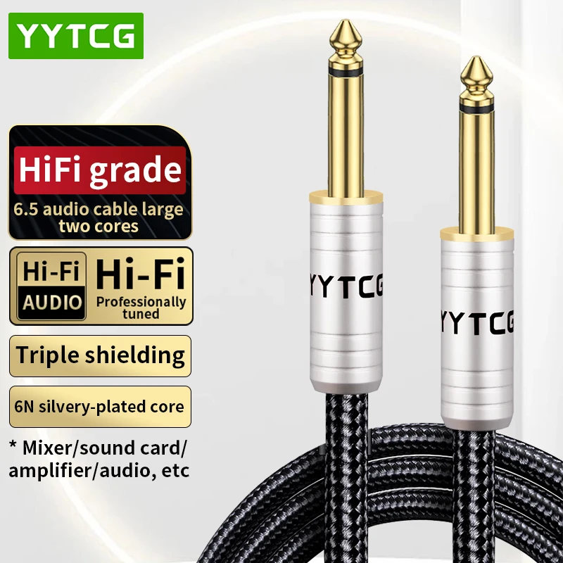 YYTCG 6.5mm Male to Male Guitar Cable, Instrument Audio Cord for Speaker, Mixer, Amplifier & Microphone