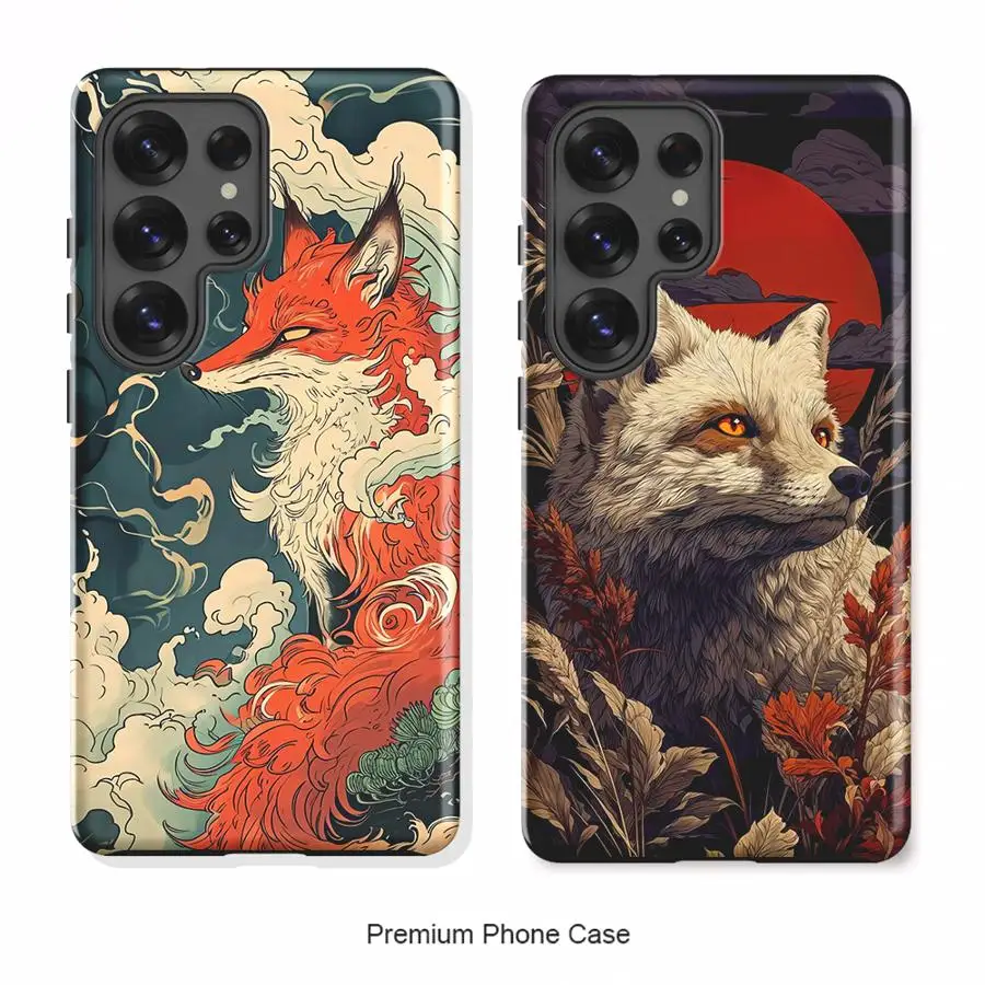 White Fox Illustration Phone Case for Samsung Galaxy S26 A26 S20 FE S24 Ultra A36 S23Ultra A56 A16 S23 S25Ultra Soft Cover Capa