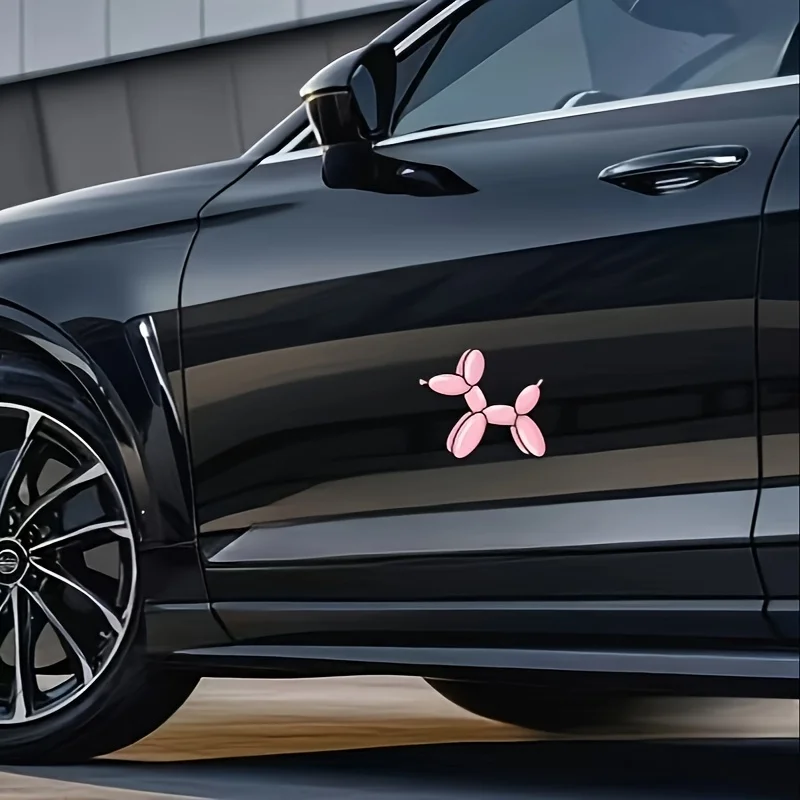 

2D Flat Cute Pink Balloon Dog Vinyl Sticker, for Car, Motorcycle, Scooter & Skateboard, Scratch-Resistant No Residue