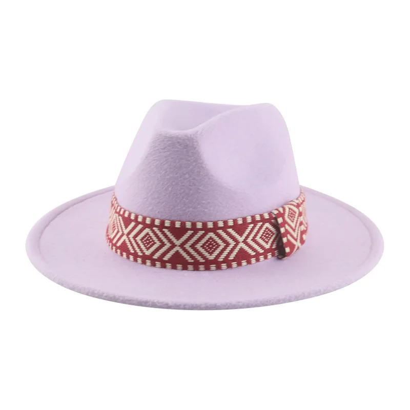 Felt Cap Fedora Hat Top Hat Tibetan Xinjiang Tibet Ethnic Style Webbing Panama Hat Autumn And Winter Men And Women Cowboy Hat