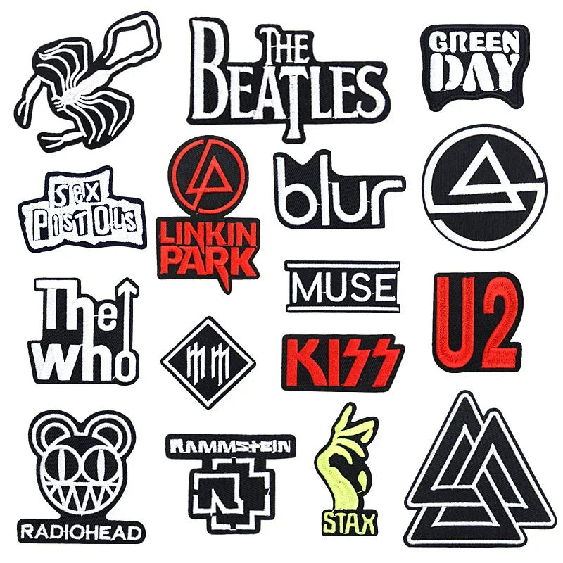 Rock Group Embroidery Badge Vintage Iron on Fabric Emblem Art Font Band Name Applique Thermal Adhesive Patches for T-shirt Jeans