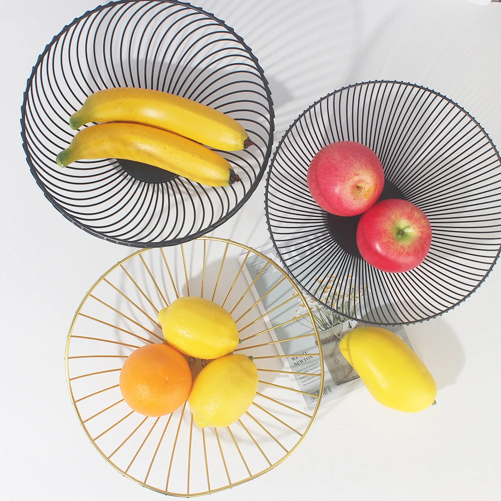 

1pc Iron Art Basket Container Kitchen Storage Holder Wire Bowl Fruit Snack Dish Set Tableware Cutlery Suite Metal Fruit Bowl
