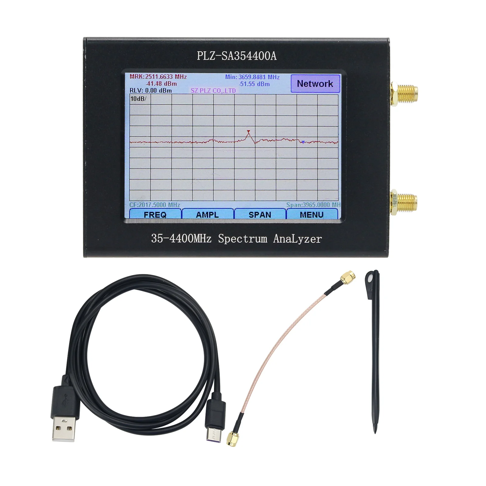 

35-4400MHz Spectrum Analyzer with Tracking Source Network Analyzer Frequency Level Bandwidth Touching Screen