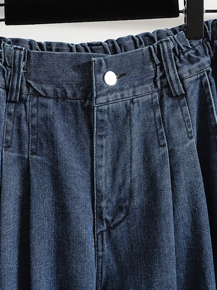 Neue Ankunft 2025 Koreanischen Stil Streetwear Alle-spiel Lose Hohe Taille Weibliche Knöchel-länge Denim Hosen B2051 Frauen casual Jeans