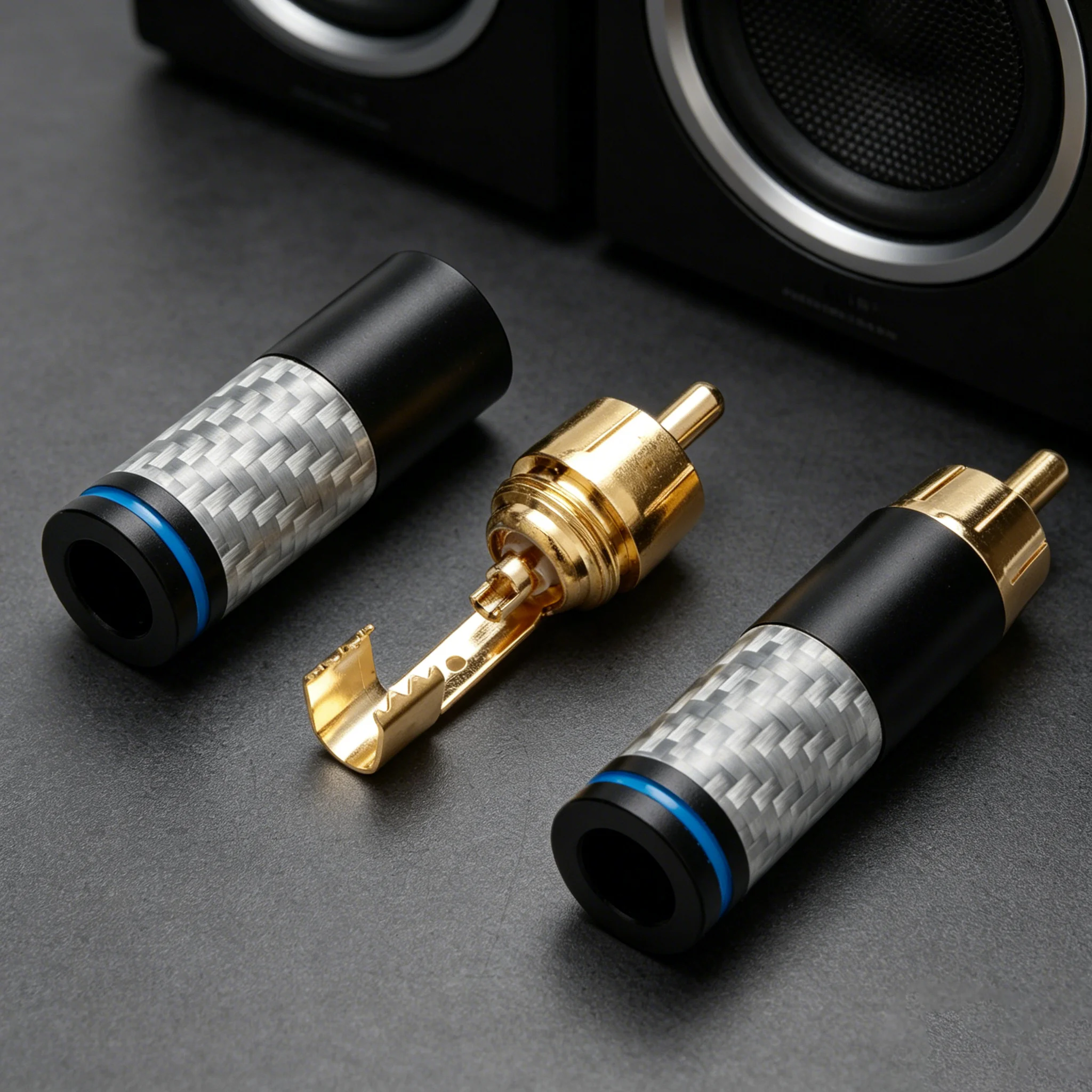 RCA Connector 4Pcs DIY Welding RCA Plug Connector Audiophile RCA Plug for Speaker Amplifier Cable
