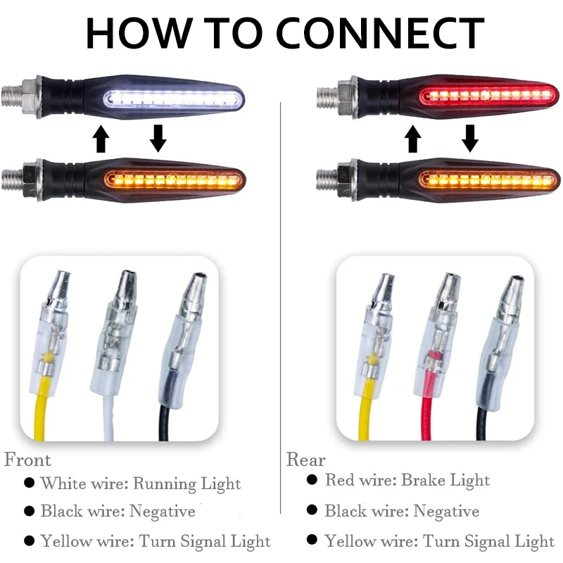 24LED Motorcycle Turn Signals Light High Bright 335SMD Motorcycle Flasher IP68 Bendable Running Light DRL Stop Signal Indicator