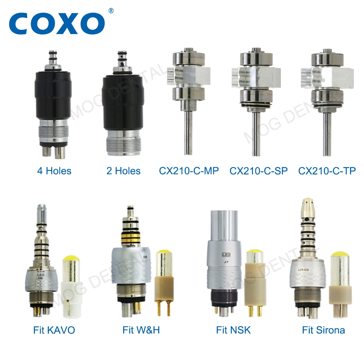 COXO Dental genggam kecepatan tinggi, Generator E turbin udara CX207 serat optik LED, Coupler 6Pin cocok KAVO NSK W & H produk kedokteran gigi