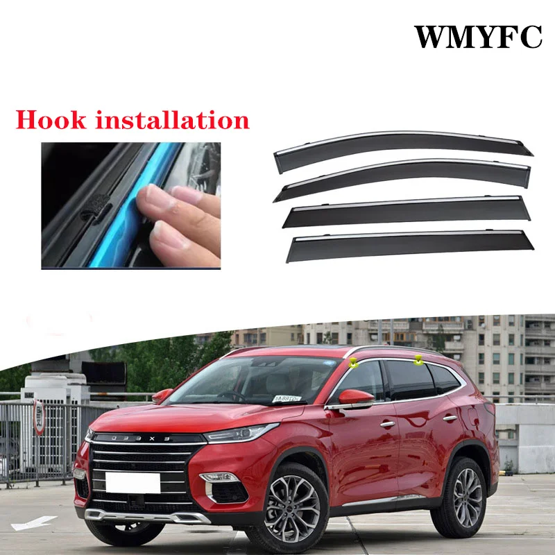 

4pcs Windshield for Chery Exeed TXL 2023 2022 20212020 2019 2018 Patrs Sticker Deflectors Car Side Windows Visors Rain Eyebrow