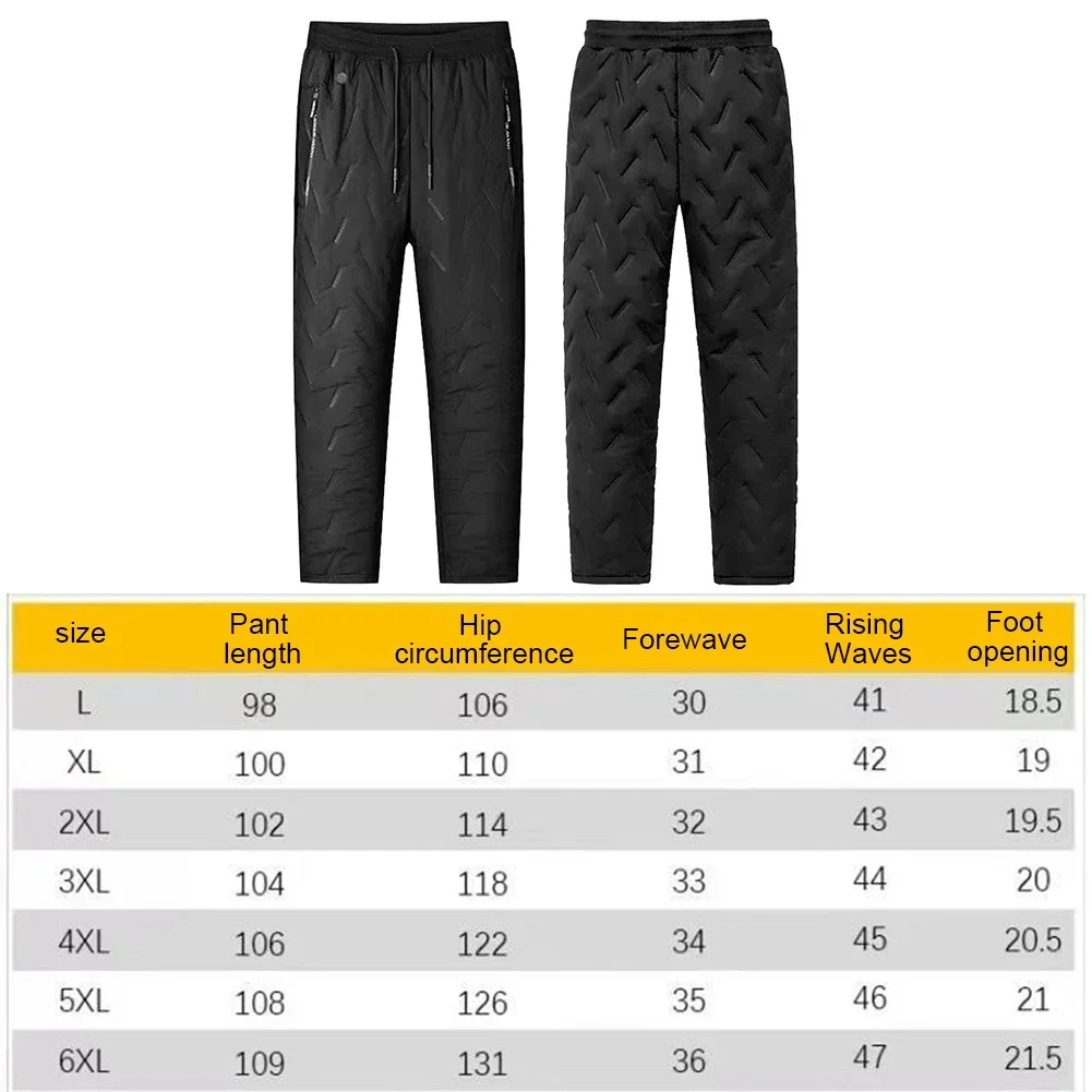 Unisex Heating Pants Men Elastic Waist USB Heated Sports Trousers Skiing Motorcycle Outdoor Casual Thermal Pants Plus Size 6XL