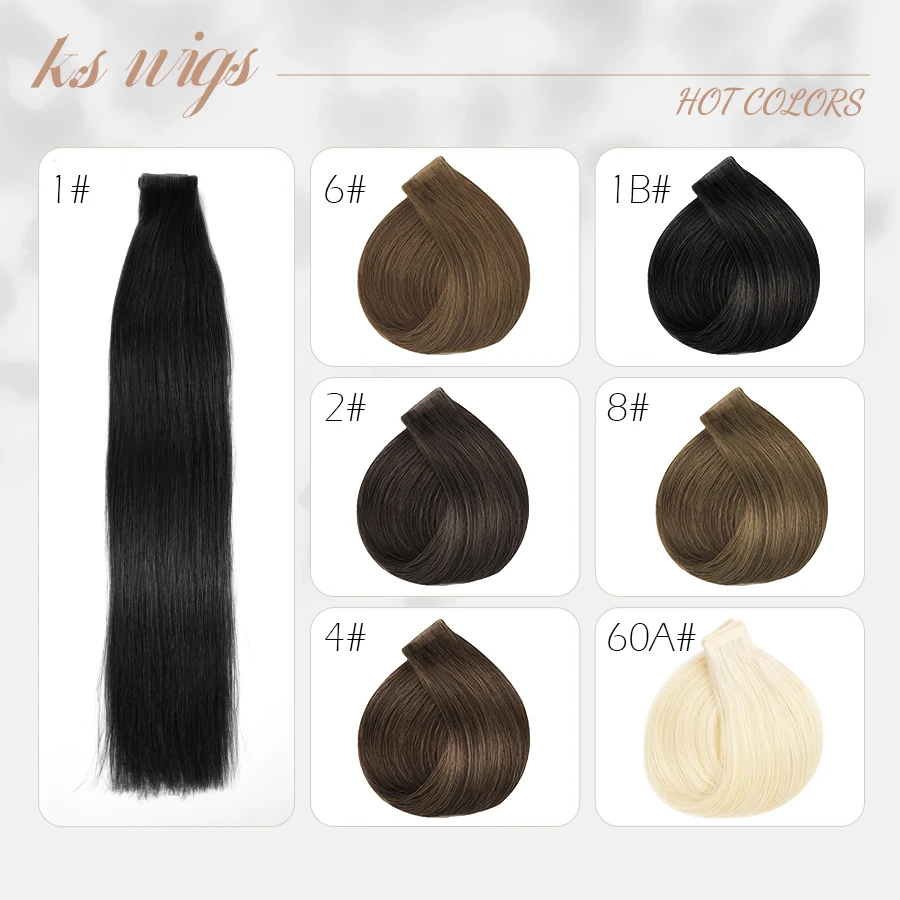 K.S WIGS Tape in Hair Extensions Ombre Real Human Hair Tape in Balayage Brown Hair Real Remy Seamless Tape in Hair Extensions