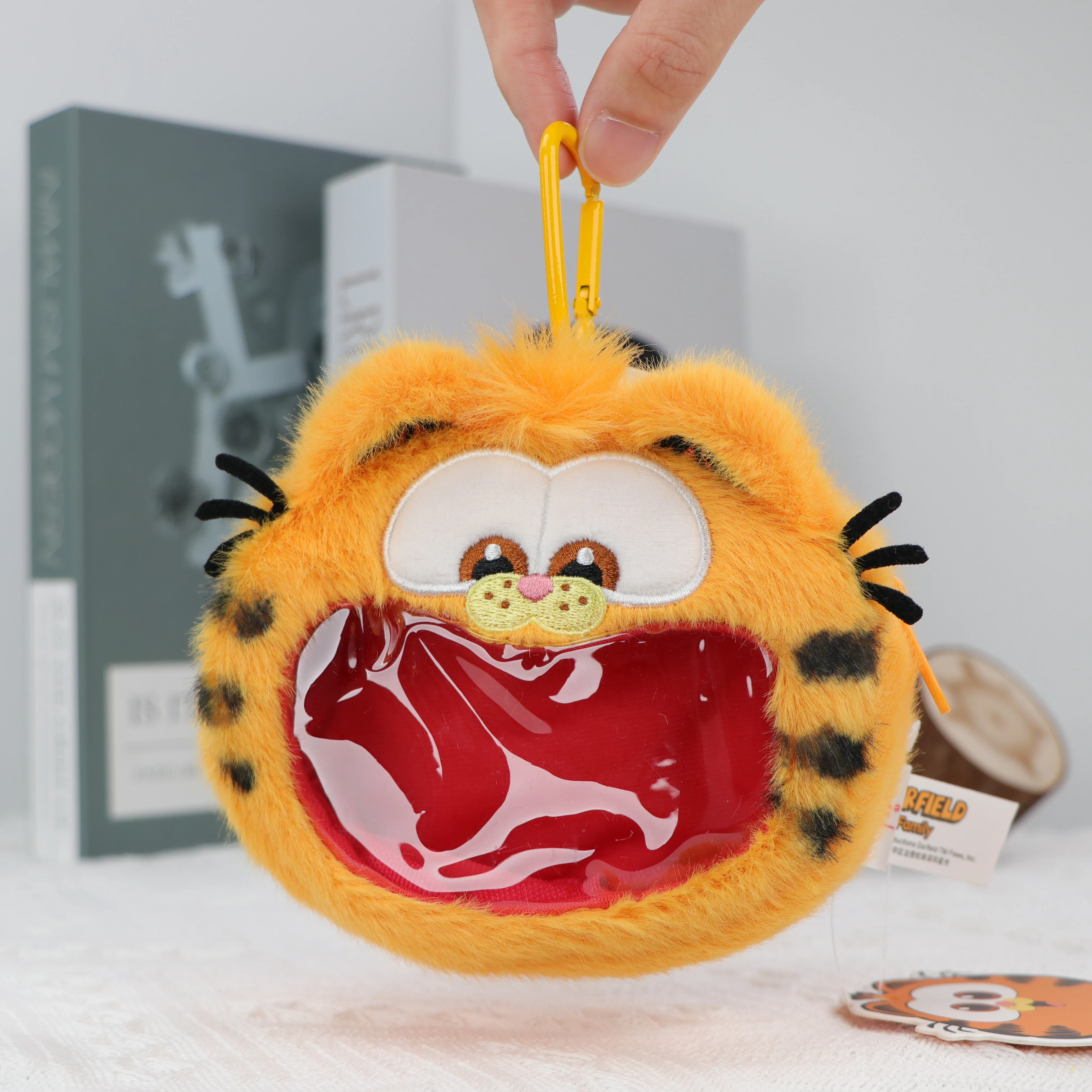 Garfield original saco de fone de ouvido de pelúcia bolsa de moedas portátil anime gato kawaii garfield saco pingente kawaii pendurado saco decoração 4.5 polegada