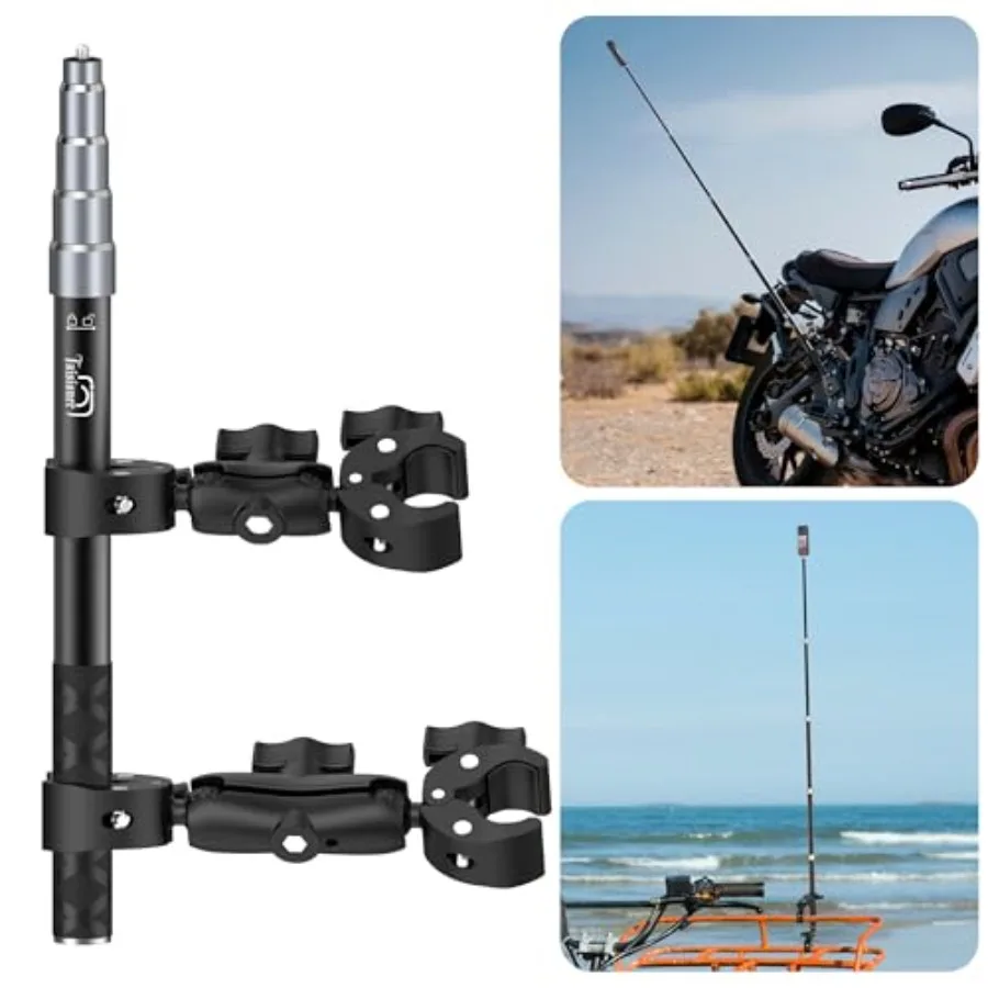 

Taisioner Aluminum Alloy Motorcycle Bike Handlebar Mount Double clamp with 59" Invisible Selfie for insta360 X5/X4/X3/X2/XONE/G