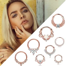 1Pc 16G 316L Stainless Steel Septum Nose Rings,CZ Cartilage Tragus Helix Daith Hoop Earring Hypoallergenic Piercing Jewelry