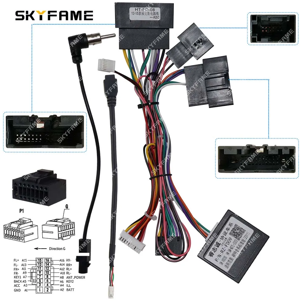 SKYFAME 16Pin Car Wiring Harness Adapter Canbus Box Decoder For Ford Ranger Edge Everest Ecoesport F150