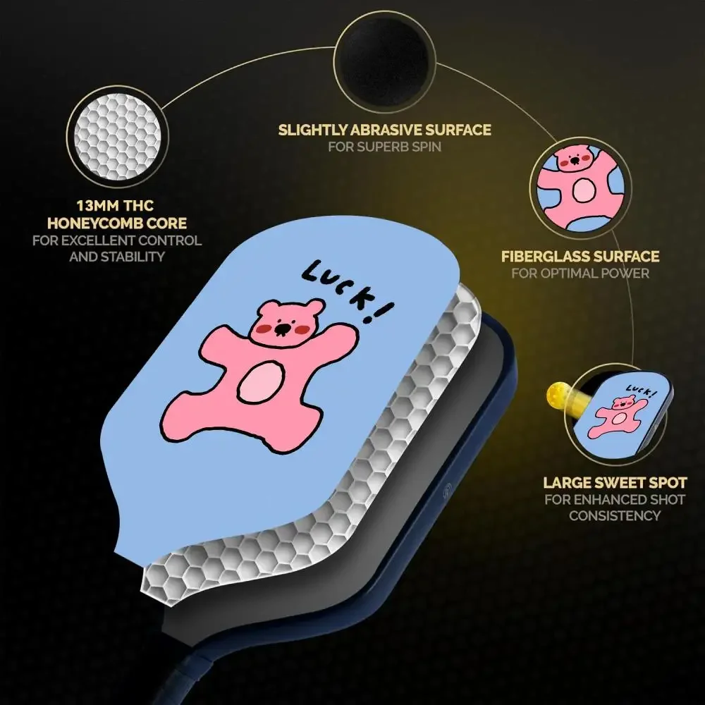

Pickleball Paddle Set Lightweight Fiberglass 13MM Honeycomb Core Durable Racket with Balls Bag Grip Tape Happy Dog