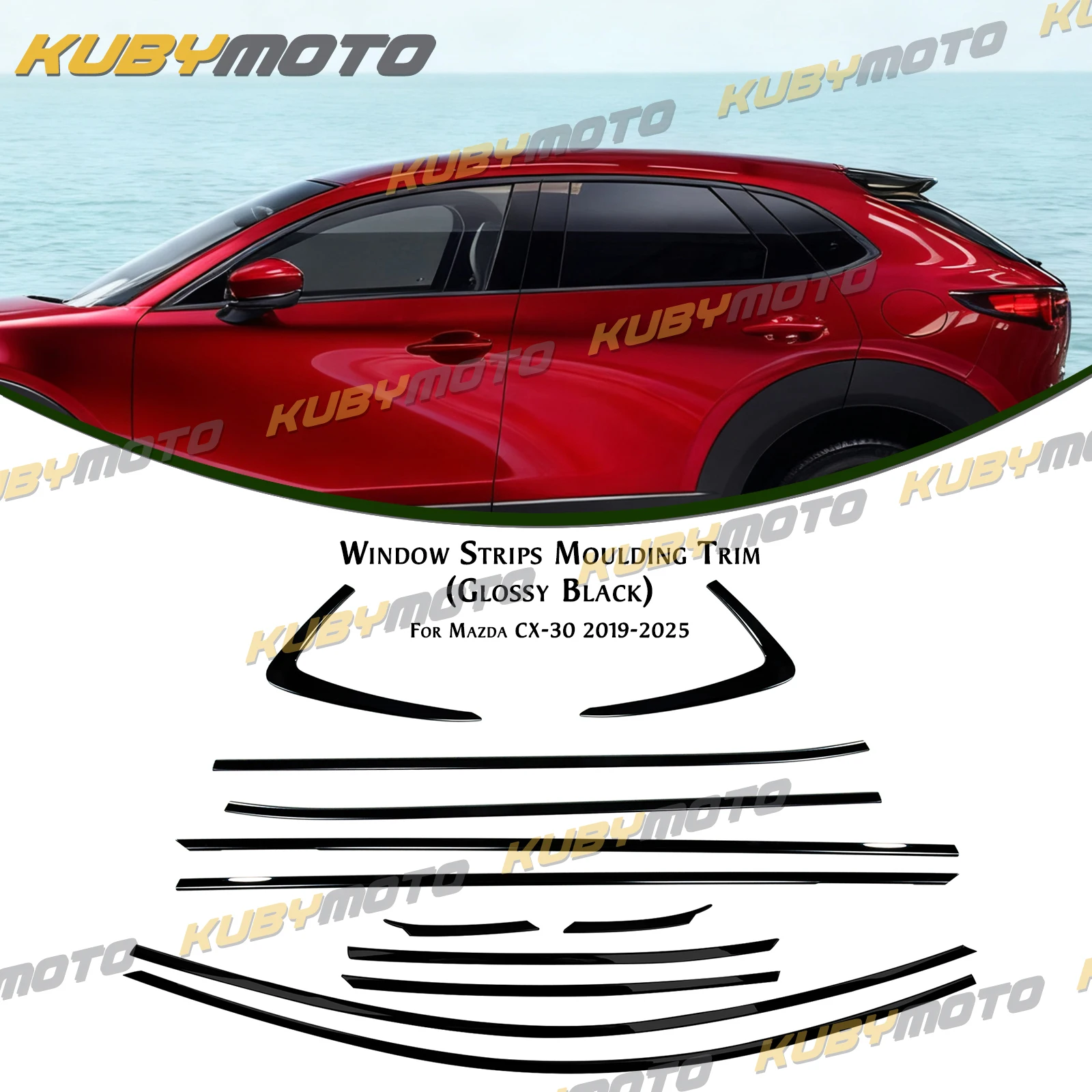 

Декоративная накладка на внешнюю оконную рамку и дверную створку для Mazda CX-30 2019-2025