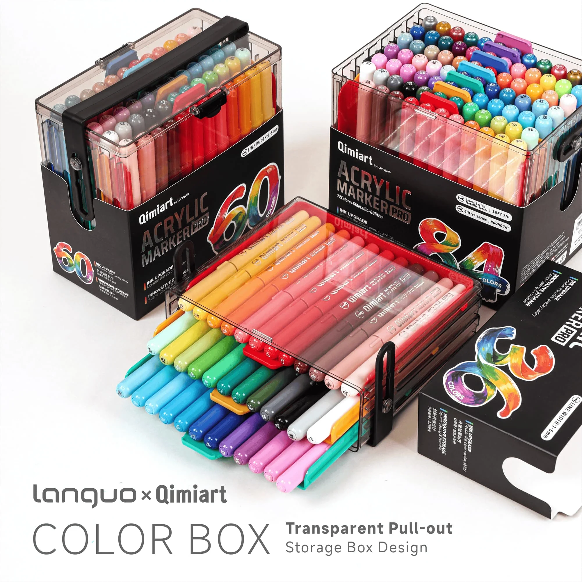 36/60/84Colors Acrylic Markers, With Direct-Liquid Ink System, Brush Tip, For Wood, Glass, Fabric And DIY Crafts Art Supplies