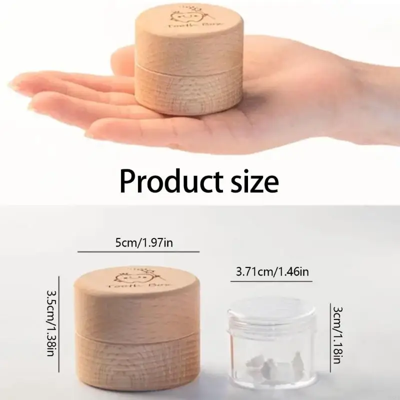 Y88D مجموعة واحدة من حامل أسنان الطفل الخشبي الطبيعي مع صندوق أكريليك شفاف #6