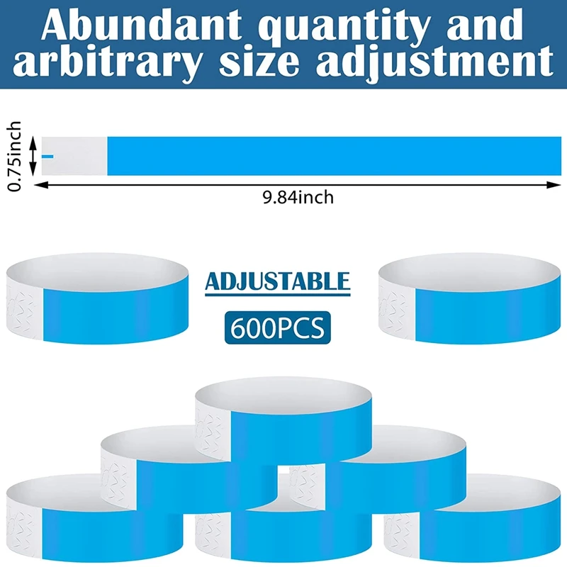 네온 이벤트 손목 밴드, 다채로운 방수 종이, 600 팩