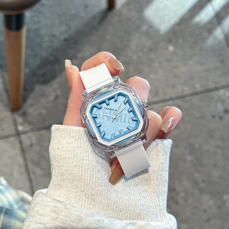 New Stylish And Simple Student Watch, Square Dial, Silicone Strap, Women'S Quartz Watch, High-Quality Selected Timepiece.