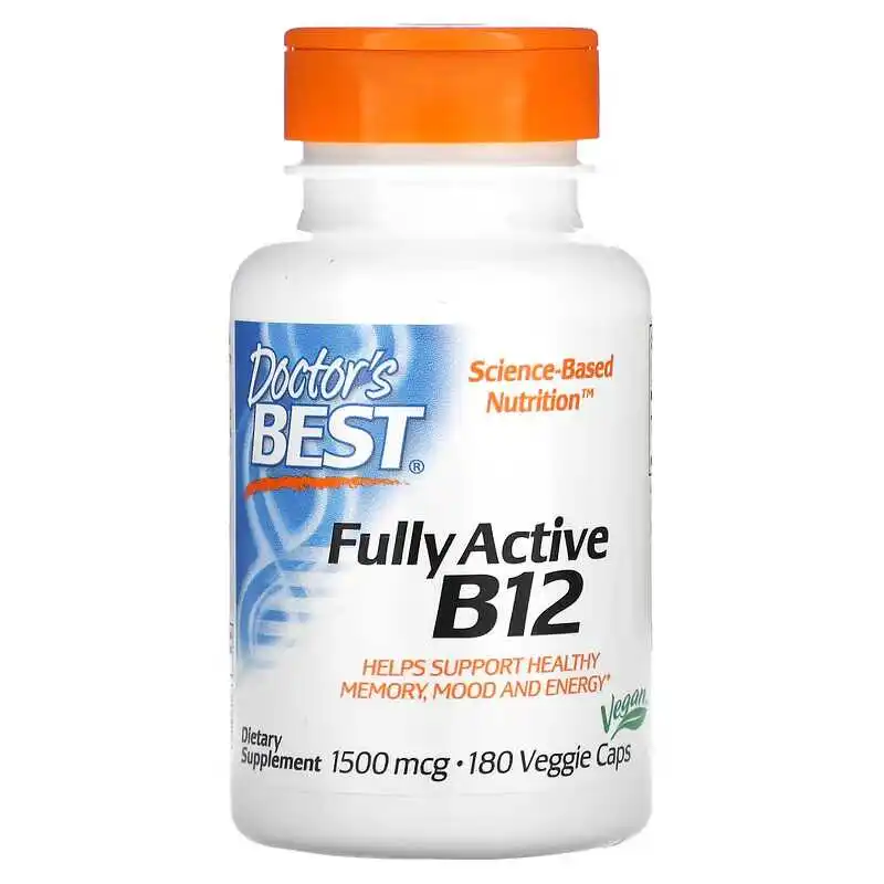 Vitamin B12 Methylcobalamin 1500mcg Fully Active 180 Capsules Per Bottle Supports Energy Metabolism and Brain Health