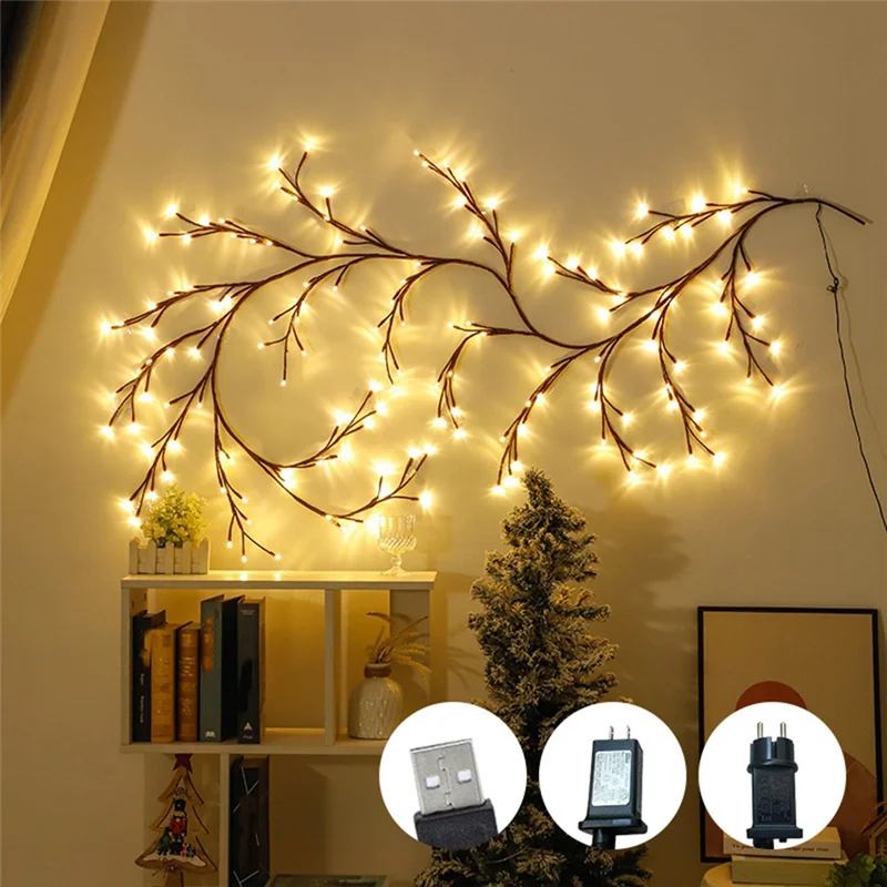 

Big Deal 144 LED Tree Branch Rattan Lights Willow Vine Lights Warm White 8 Function Model US Plug With Remote Control Easy To Us