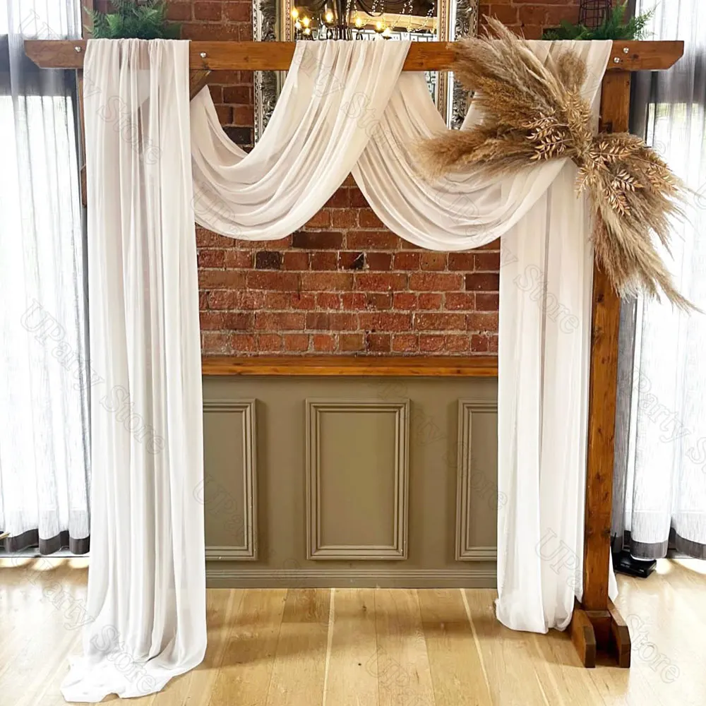 1/2Pcs White Wedding Backdrop Curtain Draping Fabric 19ft White Arch Drape for Bridal Shower Birthday Wedding Backdrop Decoratio