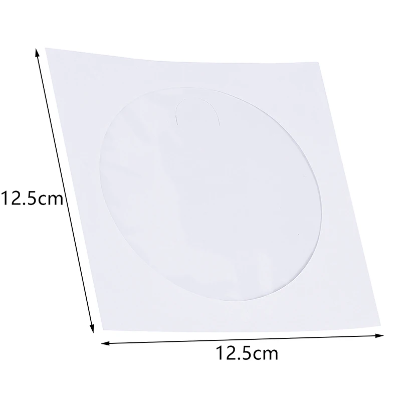 10/50PCS  Envelopes Storage Clear Window Case Flap White Folded Paper Bag CD DVD Disc 12.5CM  Paper Sleeves