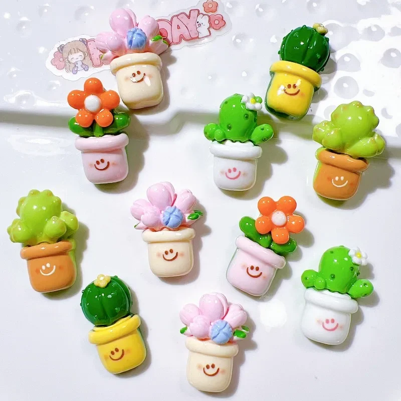 5pcs Resin Cartoon Fridge Magnets Flowers Potted Refrigerator Magnetic 3D Sticker Message DIY Whiteboard Sticker For Home Decor