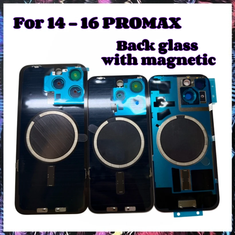 Image of 1 Stück Rückglas mit Magnet, einfarbig, passend für iPhone 16 15 Pro Max 14 PLUS, Ersatz-Rückabdeckung, Reparatur-Rückglasgehäuse