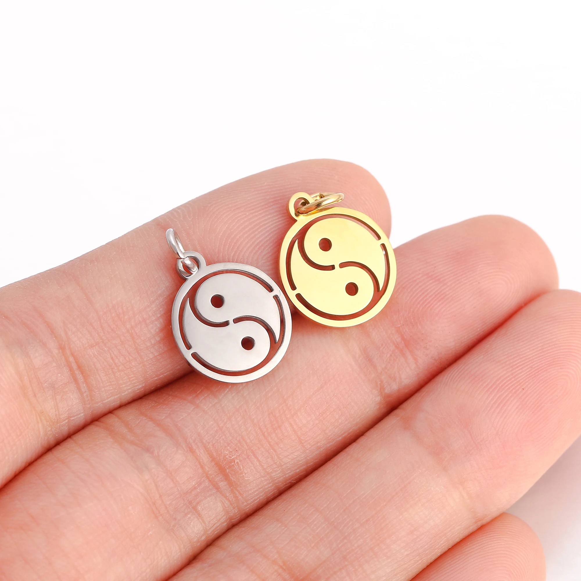 5 teil/los Edelstahl Charms Für Schmuck Machen Yoga Lotus Blume & Taiji Religion Amulett Anhänger Diy Ohrringe Halskette Armband – Detail 19