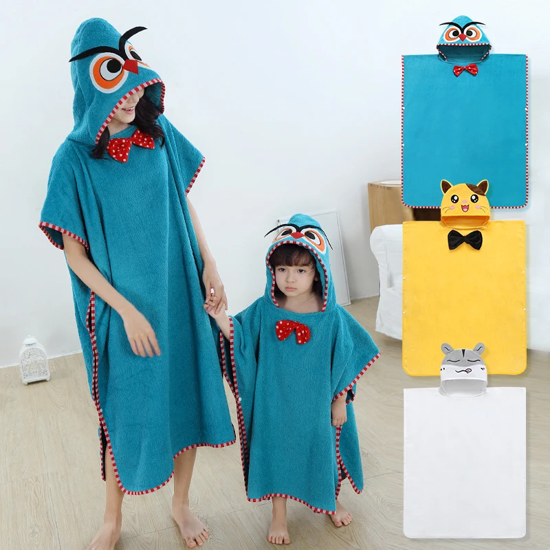 Baby Shower Hooded Towels Kids Poncho Towel Cotton, Children's Bathrobe, Bath Towel Beach Robe Swim Towel for Boys Girls, Adults