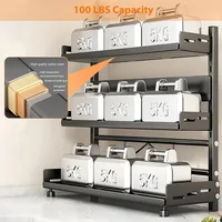 3 Tier Spice Storage Rack for Countertop Adjustable Spice Organization For Cabinet Kitchen Organizer Metal Shelf Black - Image 4
