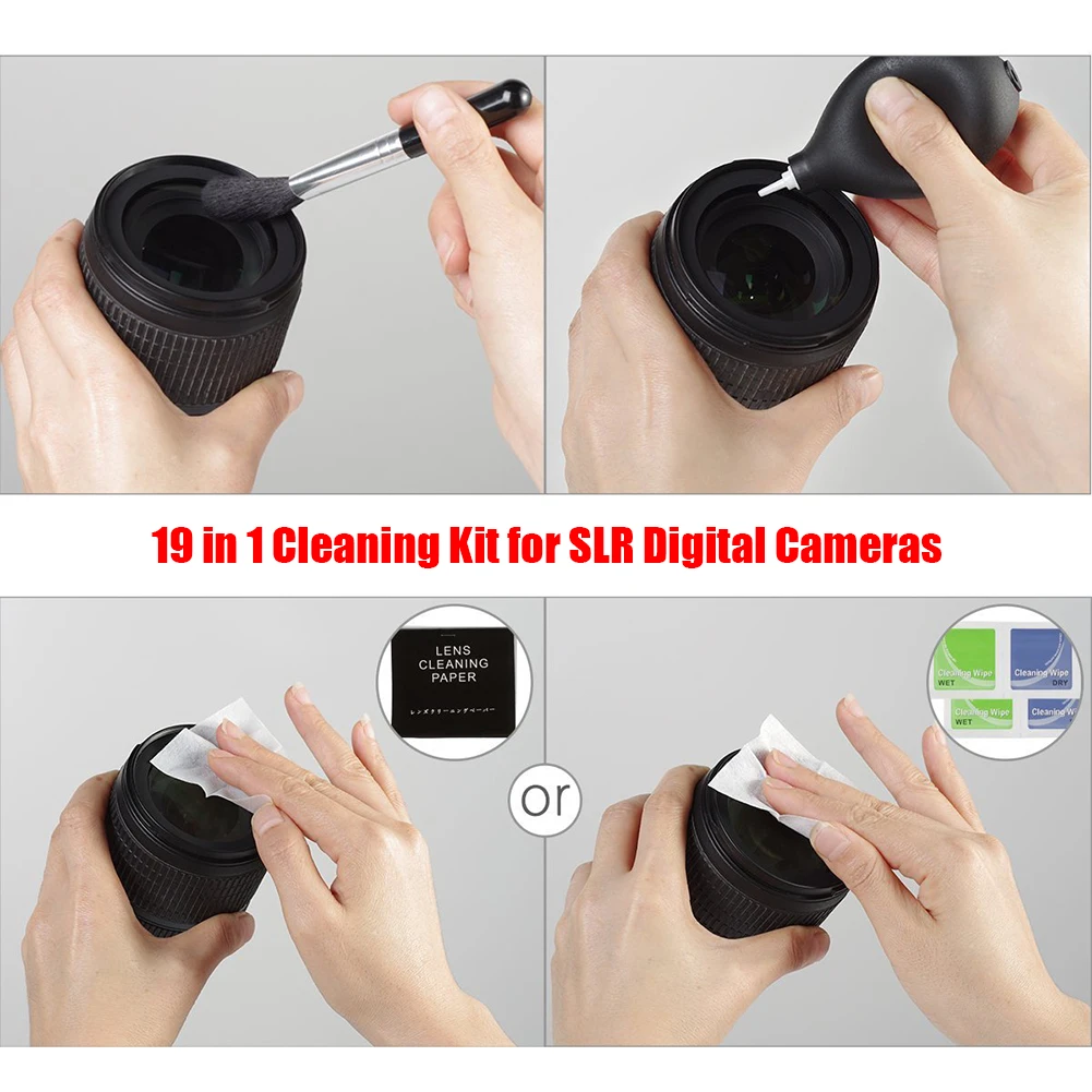 19 قطعة مجموعة أدوات تنظيف الكاميرا المحمولة كاميرا رقمية الاستشعار DSLR عدسة تنظيف فرشاة لسوني فوجي فيلم نيكون SLR كاميرا DV مجموعة نظيفة