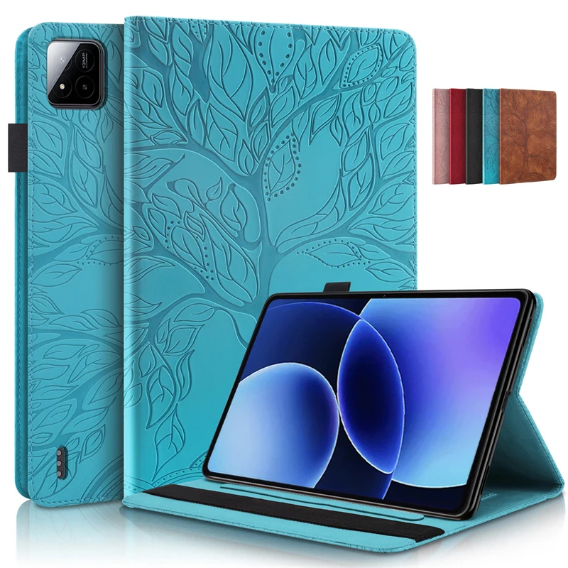 

Tablet Funda For Xiaomi Pad 8 Case Emboss Tree PU Leather Wallet Stand Cover For Xiaomi Pad 8 Case For Poco Pad X1 11.2 inch