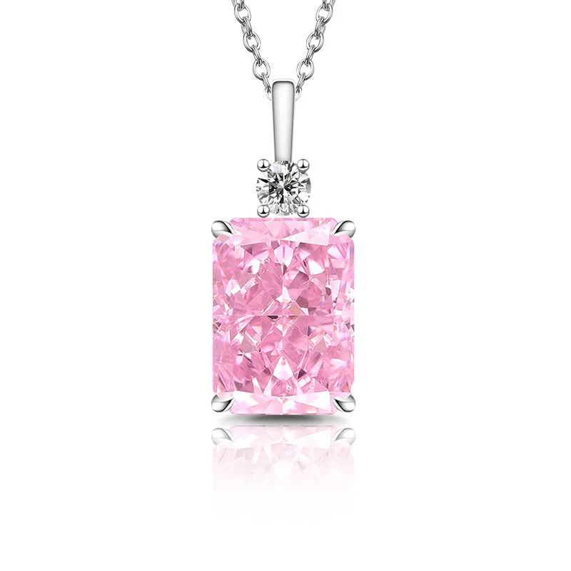 Light Luxury High Carbon Diamond Ice Flower Cut Zircon Perfume Bottle Shape 925 Sterling Silver Pendant Necklace Elegant Jewelry