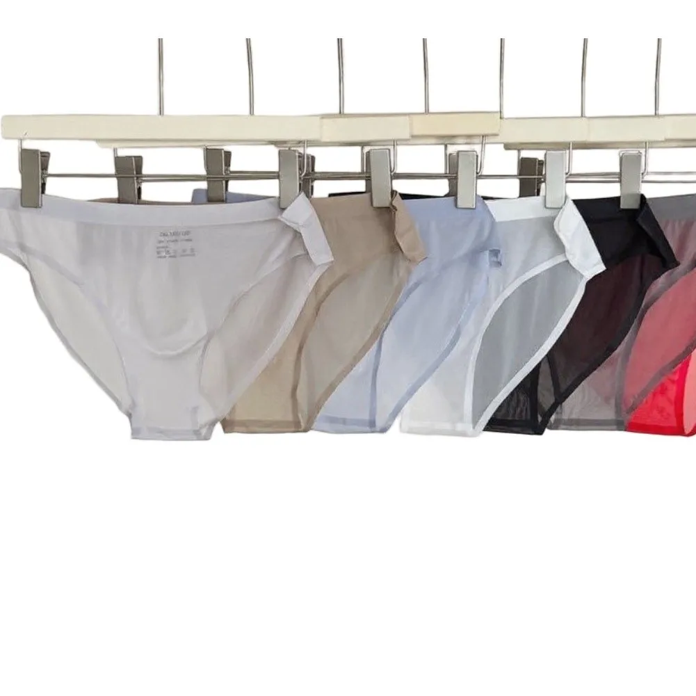 

2026 Summer Men's Ultra-thin Transparent Seamless Ice Silk Briefs 3D Pouch Underwear Elastic Fashion Panties Man