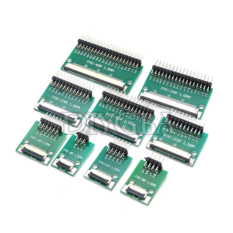 FPC FFC Adapter Board 0.5mm 1.0mm To 2.54mm Connector Straight Needle And Curved Pin 6 8 10 12 20 24 26 30 34 40 50 60 Pin