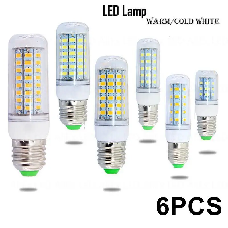 6PCS AC220V E27 Led Lamp G9 Led Candle Light Bulb E14 Corn Lamp B22 Led 7W 12W 15W 20W 25W Bombilla Chandelier Lighting AC240V