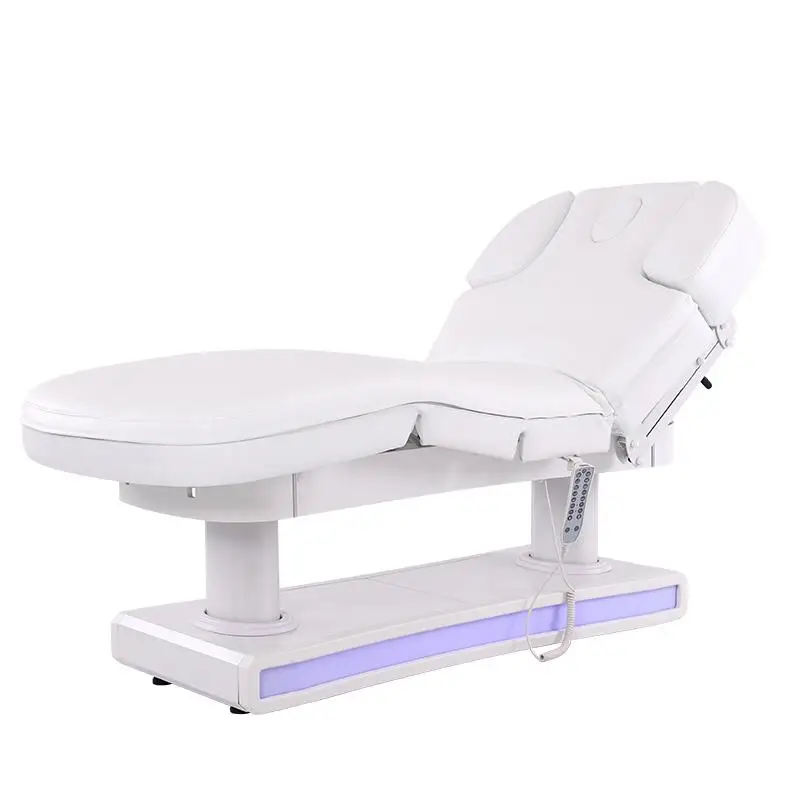 Luxury  Electric Massage Table Bed with Heating Mattress and Adjustable LED Lights Curved  Bed for Salon