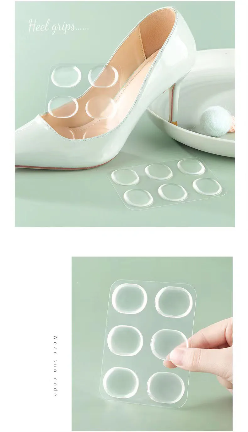 6pcs/set High Quality Silicone Gel Heel Stickers Adhesive Shoe Insole Insert Pad Cushion Foot Care Heel Grips Liner Protector
