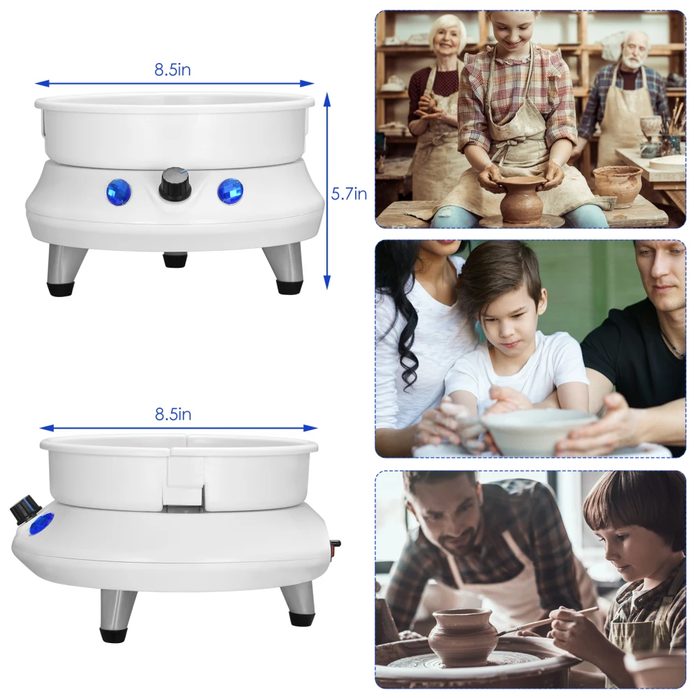 Electric Pottery Wheel Machine Ceramic Machine Dual Motor 13cm Pottery Plate Clay Art Craft Work With Abs Removable Basin